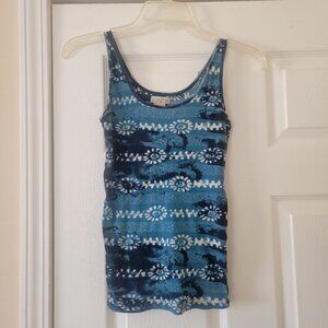 Lucky Brand Tie-Dye and Flowers Ribbed Cotton Tank
